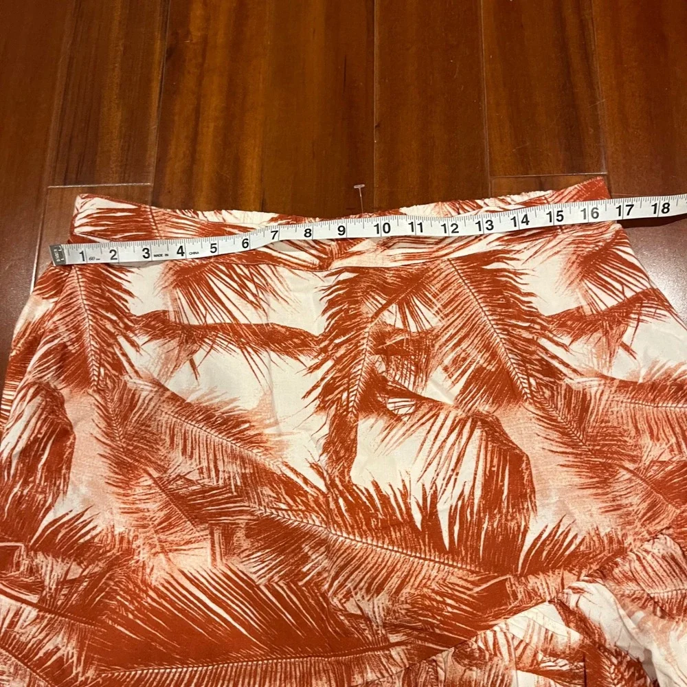 ROXY Mini Skirt Ruffle Cover Up‎ Palm Leaf Tropical Print Ruffle Pull On New XL